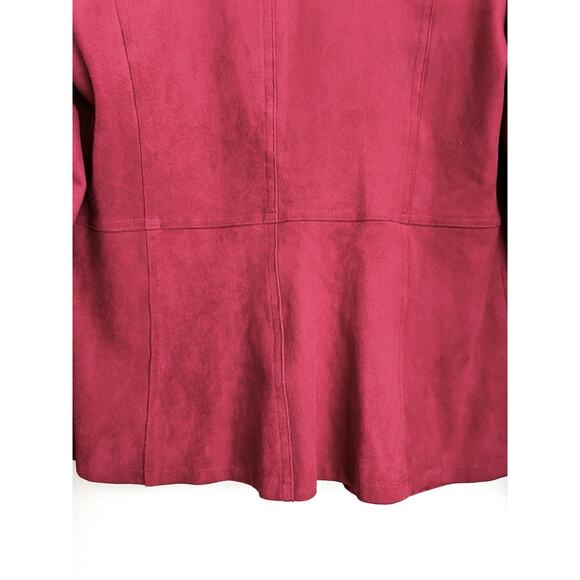 Chico's Faux Suede Peplum Jacket Red Women's Sz 0 US 4/6 Classy Career Lagenlook - Picture 11 of 11